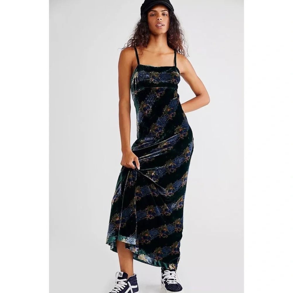 Free People Juliet Velvet Printed Maxi Dress